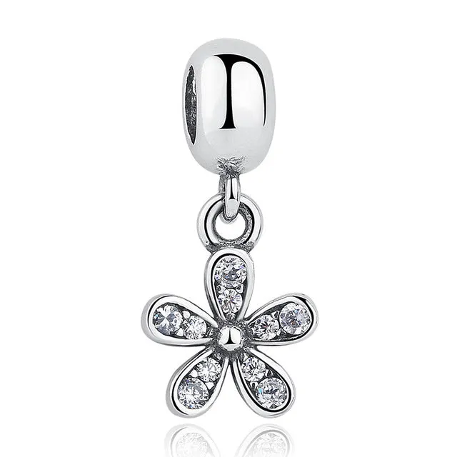 Original 925 Sterling Silver Radiant Orchid Snowflake MOM Daisy Pendant Beads Fit  Charm Bracelet Jewelry Accessories