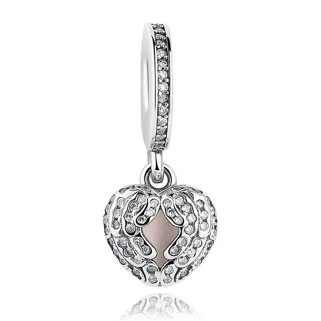 Original 925 Sterling Silver Radiant Orchid Snowflake MOM Daisy Pendant Beads Fit  Charm Bracelet Jewelry Accessories