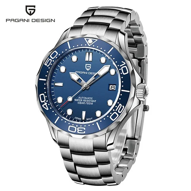 PAGANI DESIGN 2022 New Mesh belt 007 Retro men automatic watches NH35 men mechanical wristwatch curved sapphire glass Top Brand