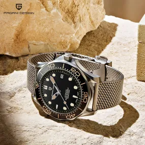 PAGANI DESIGN 2022 New Mesh belt 007 Retro men automatic watches NH35 men mechanical wristwatch curved sapphire glass Top Brand