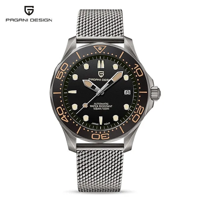 PAGANI DESIGN 2022 New Mesh belt 007 Retro men automatic watches NH35 men mechanical wristwatch curved sapphire glass Top Brand