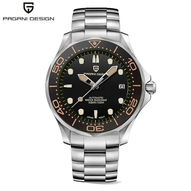 PAGANI DESIGN 2022 New Mesh belt 007 Retro men automatic watches NH35 men mechanical wristwatch curved sapphire glass Top Brand