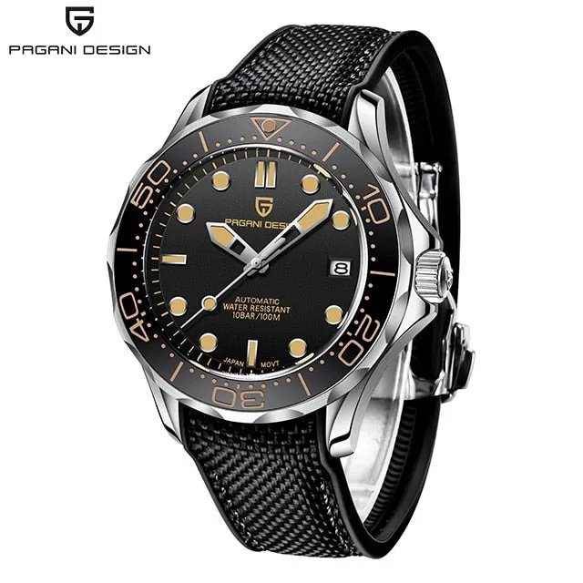PAGANI DESIGN 2022 New Mesh belt 007 Retro men automatic watches NH35 men mechanical wristwatch curved sapphire glass Top Brand
