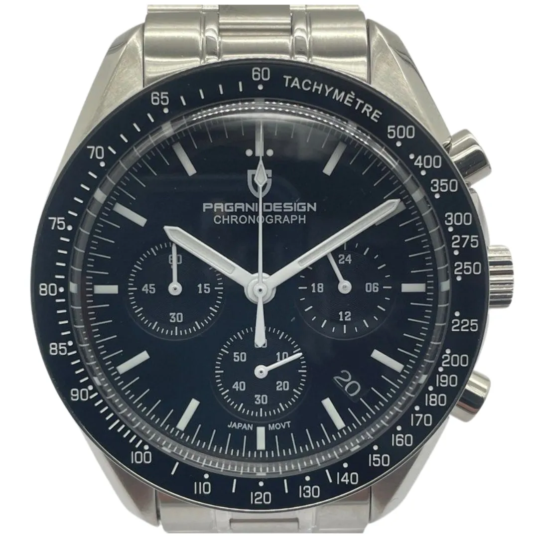 Pagani Design PD-1701 40mm Quartz Chronograph Black Dial Watch