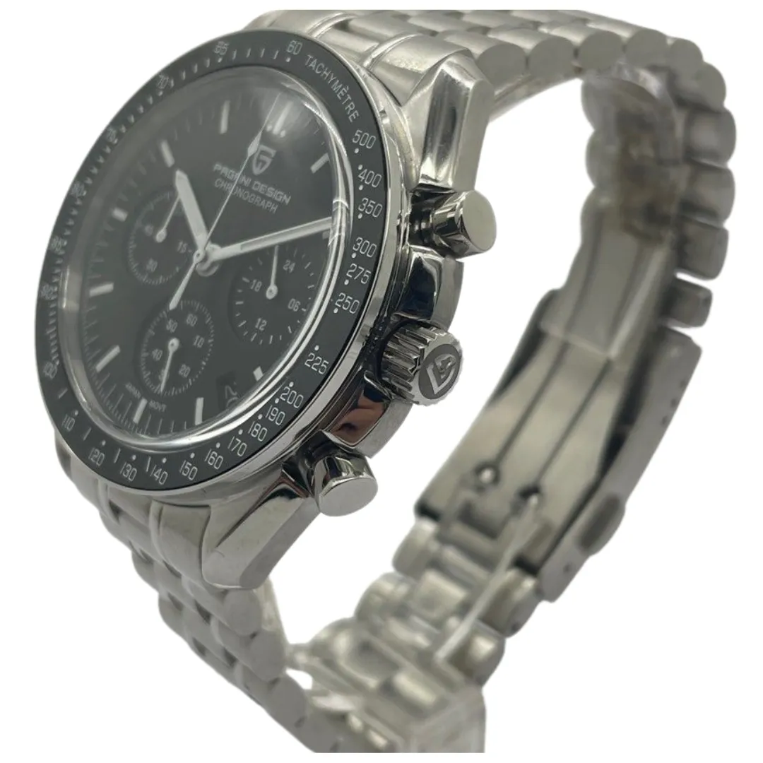 Pagani Design PD-1701 40mm Quartz Chronograph Black Dial Watch