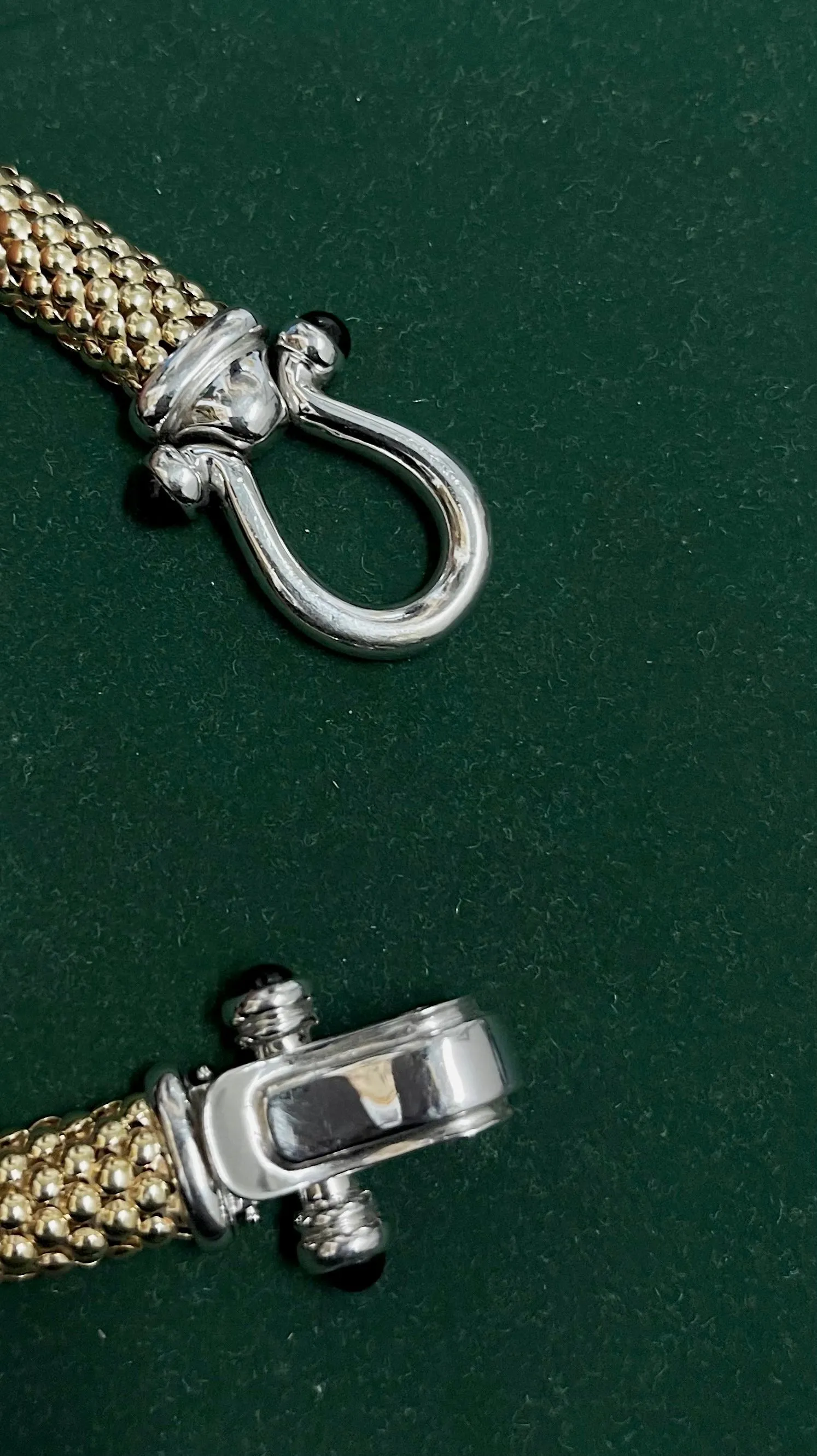 "BN" DSGNR BRAIDED HORSESHOE 4CT SAPH NECKLACE SOLID YG & WG - $13K APR w/ CoA!!