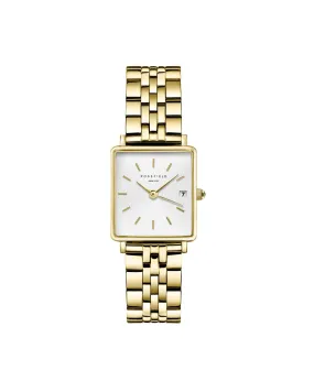 Rosefield The Boxy XS White Sunray Steel Gold Watch QMWSG-Q021