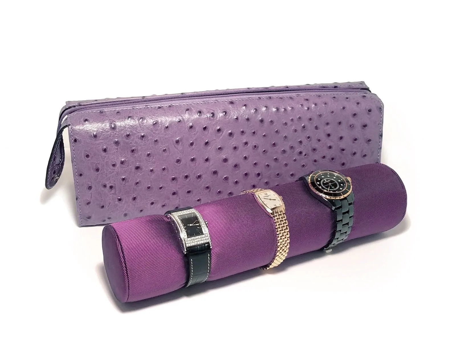 Scatola del Tempo Rotolo Travel Case Amethyst Ostrich