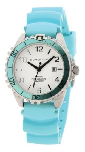 St. Moritz Momentum M1 Mini Womens Dive Watch & Underwater Timer for Scuba Divers with Aqua Bezel & Aqua Mini Natural Rubber Band