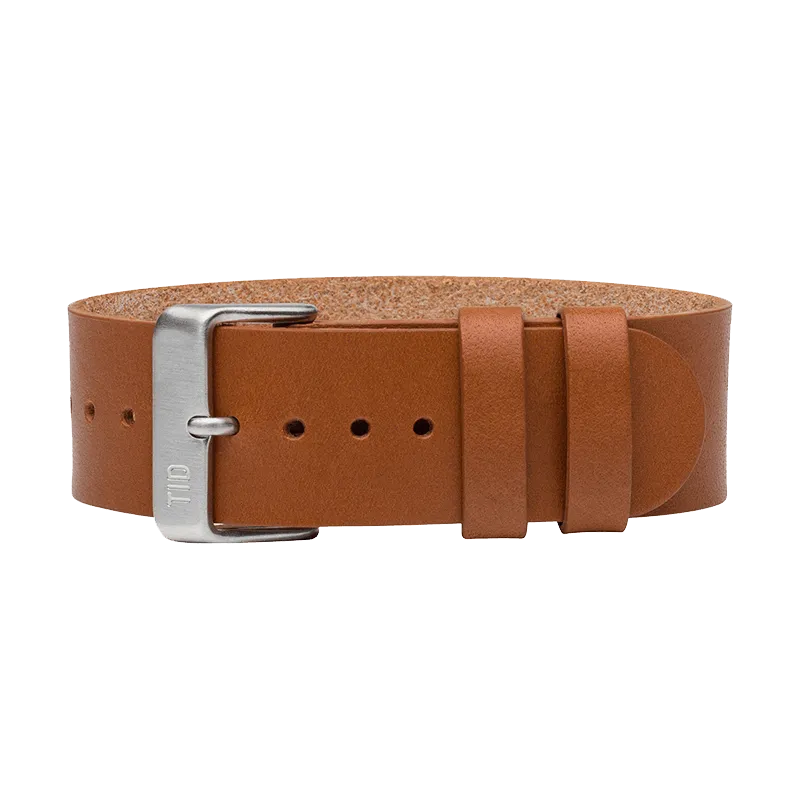 Tan Leather Strap with Black / Steel / Gold Buckle