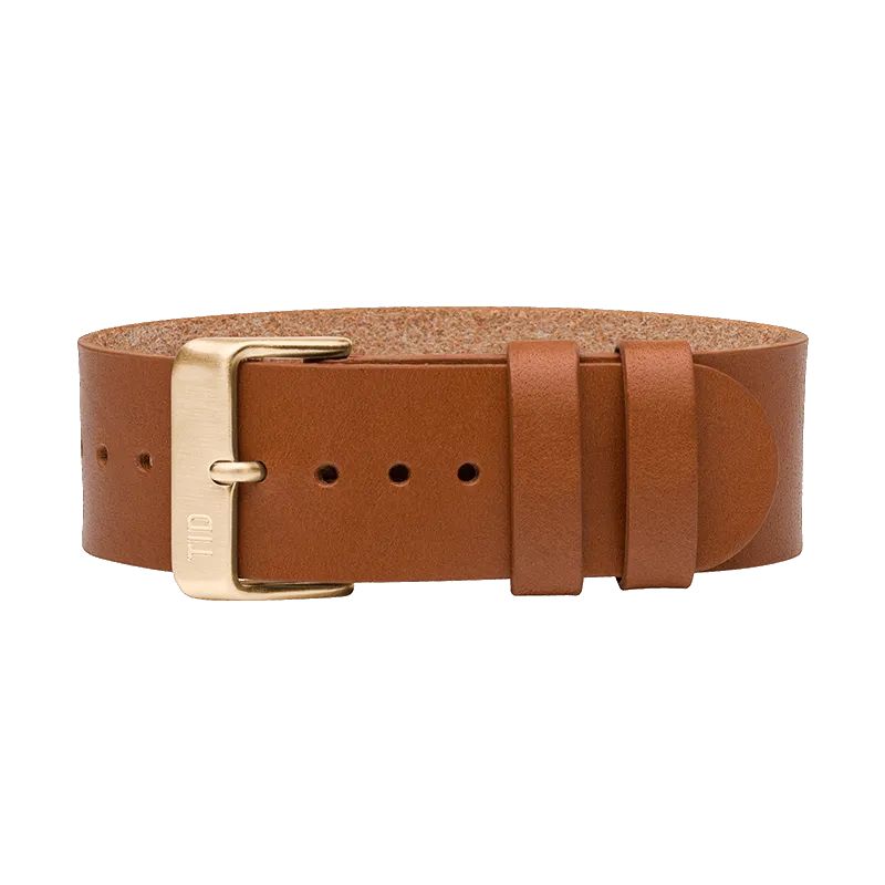 Tan Leather Strap with Black / Steel / Gold Buckle