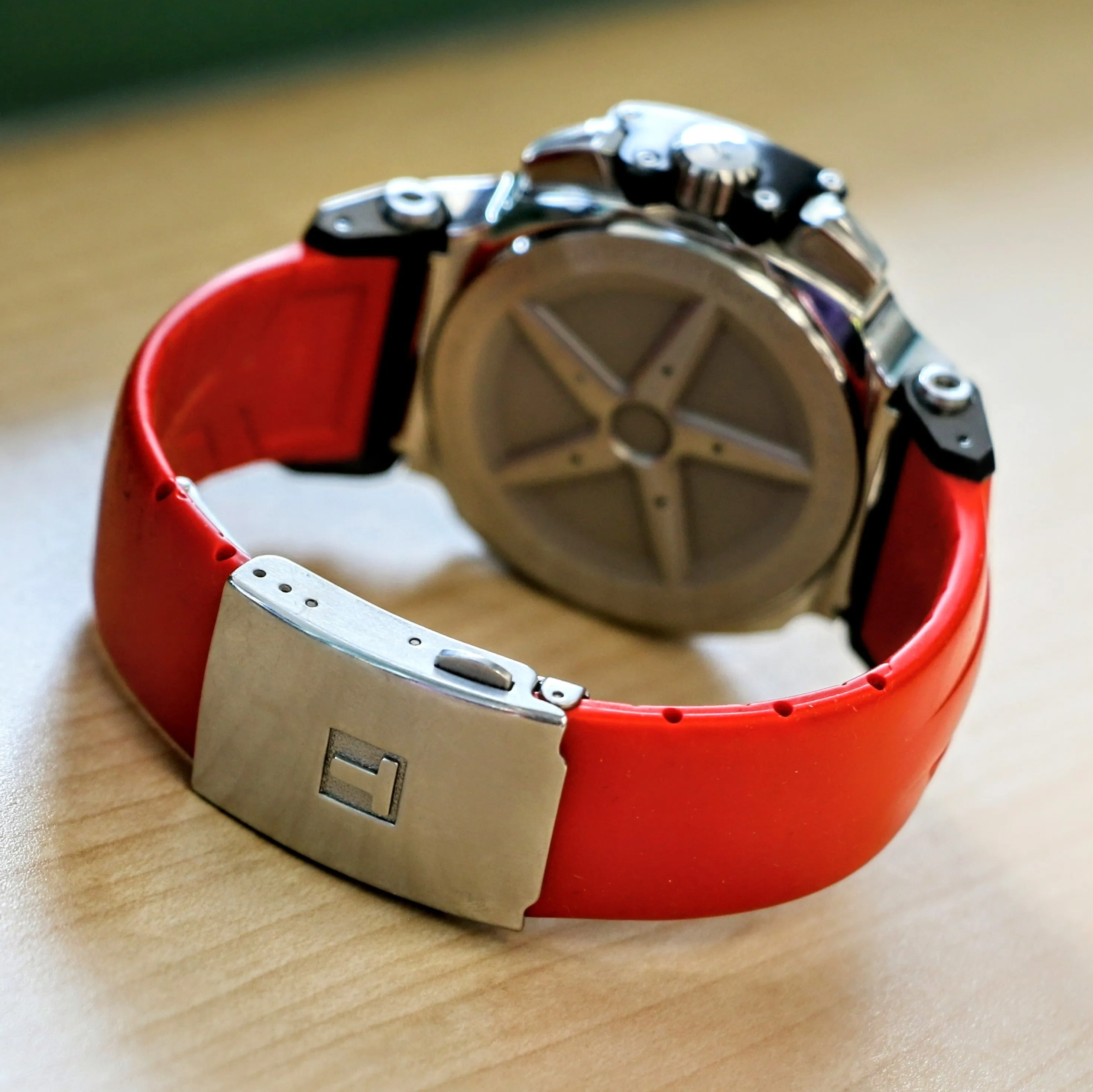 TISSOT T-RACE Chronograph Watch Quartz Date Indicator T048417 A - Original Red Silicone Strap.