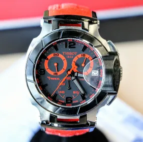 TISSOT T-RACE Chronograph Watch Quartz Date Indicator T048417 A - Original Red Silicone Strap.