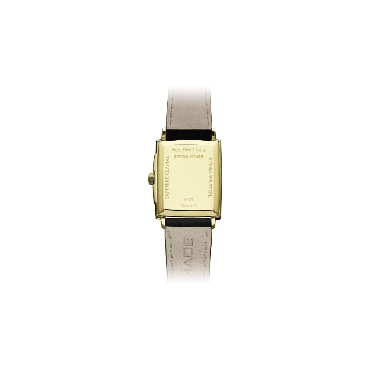 Toccata Men's Classic Rectangular Gold with White Dial Leather Watch - 5425-PC-00300