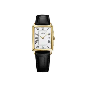 Toccata Men's Classic Rectangular Gold with White Dial Leather Watch - 5425-PC-00300