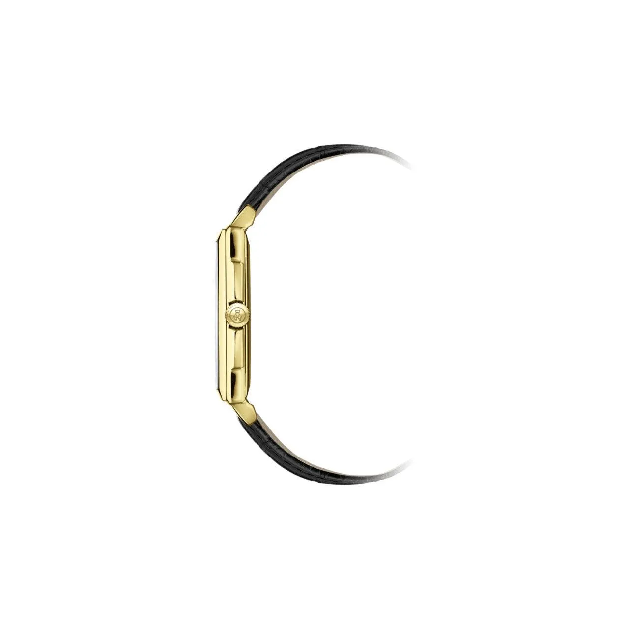 Toccata Men's Classic Rectangular Gold with White Dial Leather Watch - 5425-PC-00300