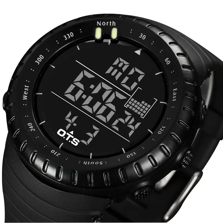 Top Brand OTS Cool Black Mens Fashion Large Face LED Digital Swimming Climbing Outdoor Man Sports Watches Christmas Boys Gift
