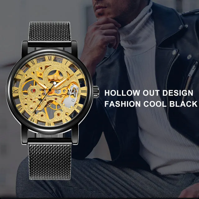 Top Brands Men Watches Military Watches Online WINNER Mesh Strap Wristwatch
