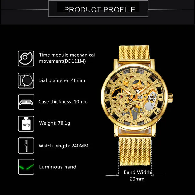 Top Brands Men Watches Military Watches Online WINNER Mesh Strap Wristwatch
