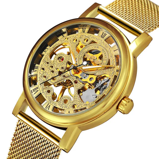 Top Brands Men Watches Military Watches Online WINNER Mesh Strap Wristwatch