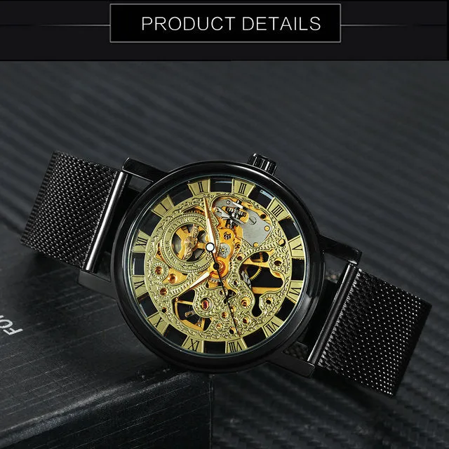 Top Brands Men Watches Military Watches Online WINNER Mesh Strap Wristwatch