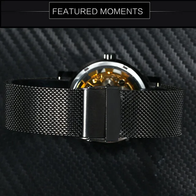 Top Brands Men Watches Military Watches Online WINNER Mesh Strap Wristwatch