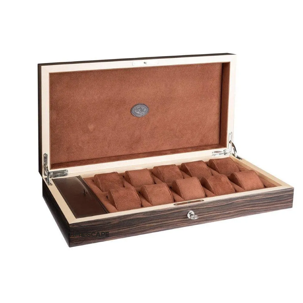 UNDERWOOD (LONDON) - 10-Unit Macassar Watch Box w Compartment | UN244