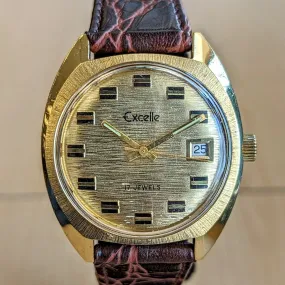 Vintage EXCELLE Watch 17 Jewels Cal. SGT 100-1 E4 Date Indicator Wristwatch