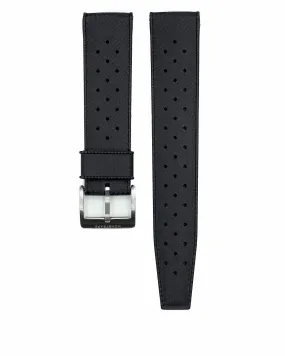 VULCANISED RUBBER - "TROPICAL" VINTAGE STYLE STRAP (BLACK)