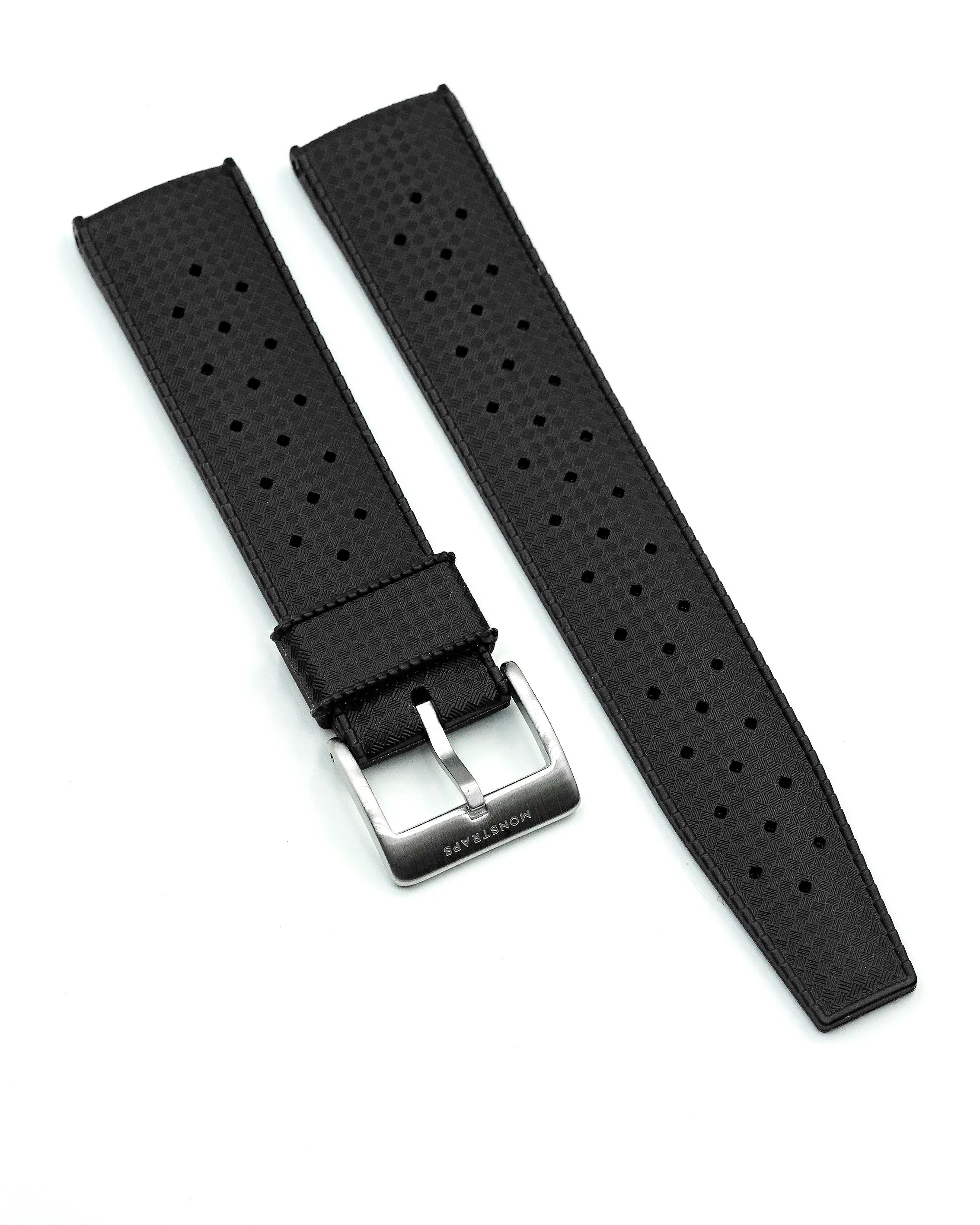VULCANISED RUBBER - "TROPICAL" VINTAGE STYLE STRAP (BLACK)