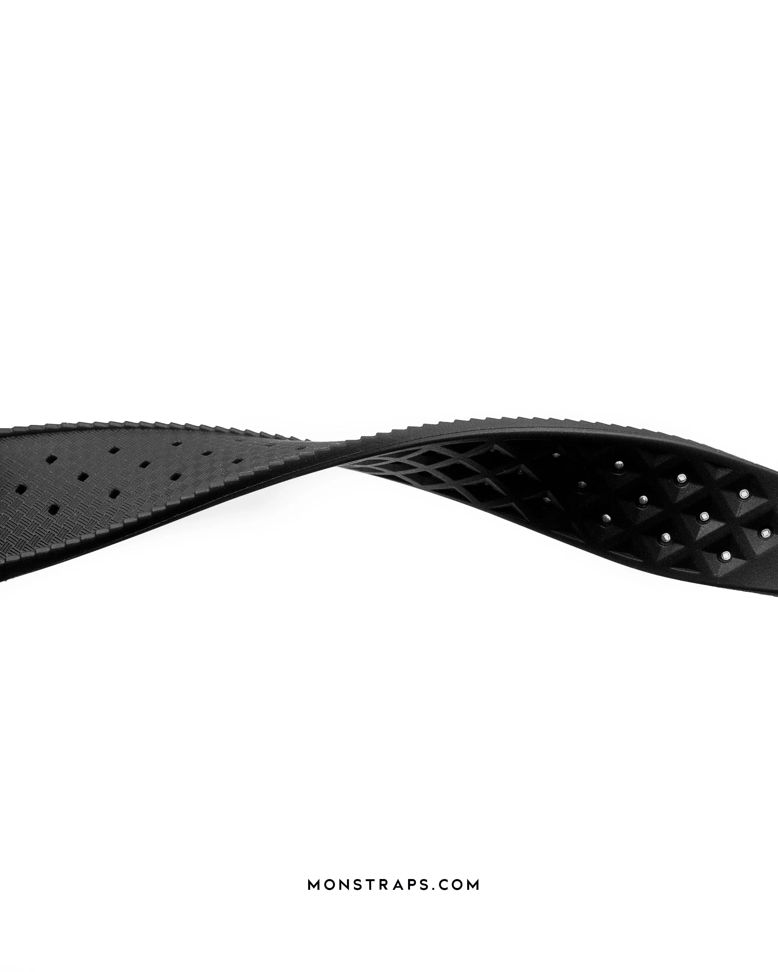 VULCANISED RUBBER - "TROPICAL" VINTAGE STYLE STRAP (BLACK)