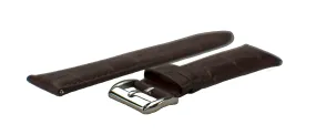 Watch Band- 22mm Dark Brown Crocodile w/Silver Round Buckle (For 44mm and 48mm watch cases)