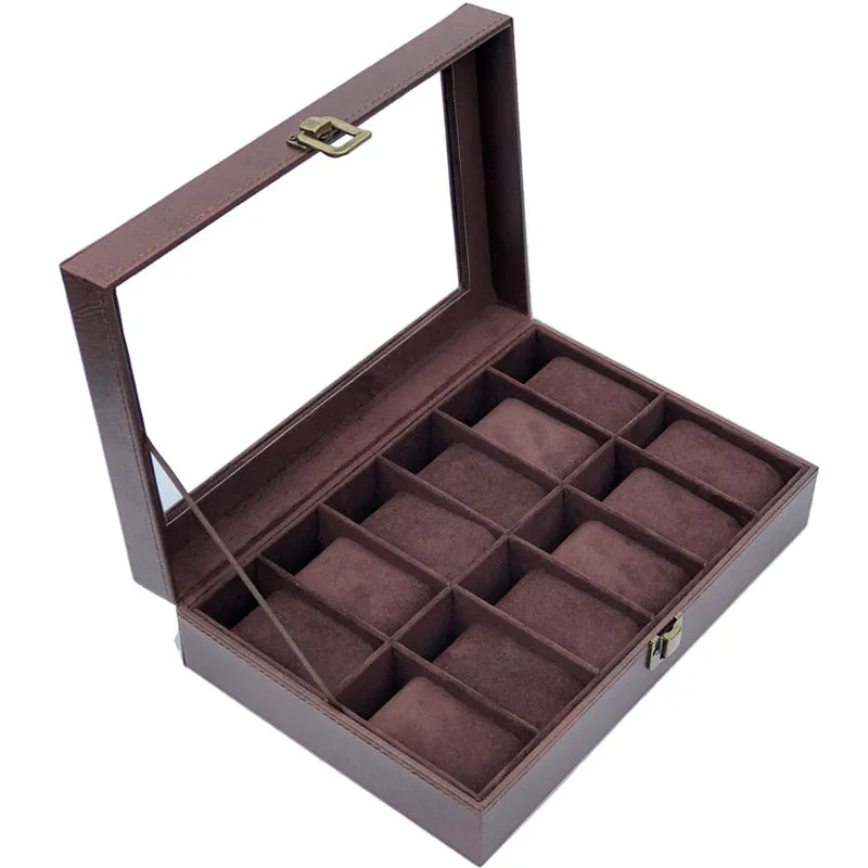Watches Organiser Watch Storage Box Glass Display Case Dust-Free
