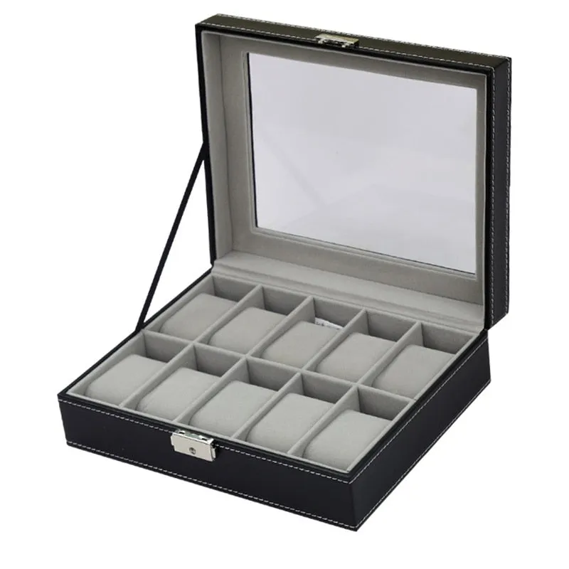 Watches Organiser Watch Storage Box Glass Display Case Dust-Free