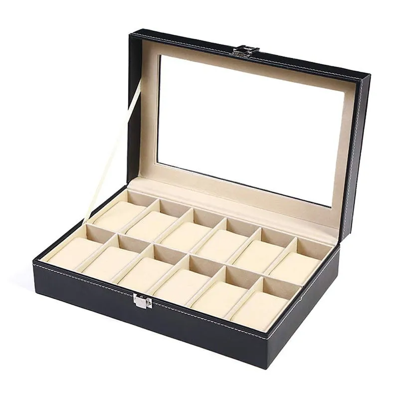 Watches Organiser Watch Storage Box Glass Display Case Dust-Free