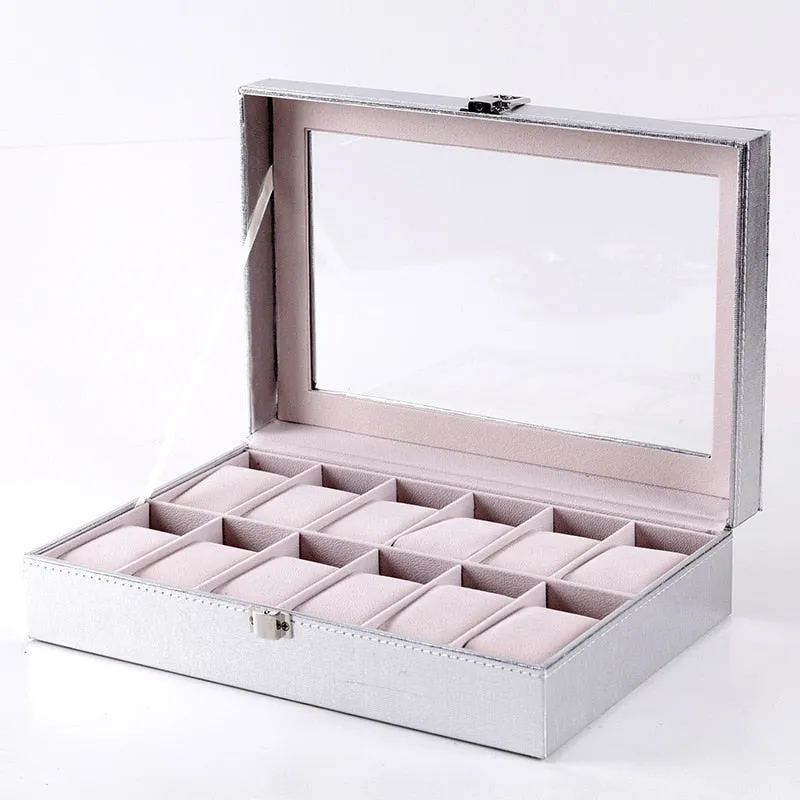 Watches Organiser Watch Storage Box Glass Display Case Dust-Free