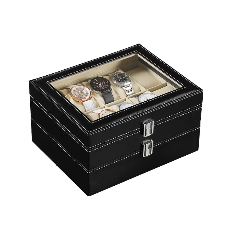 Watches Organiser Watch Storage Box Glass Display Case Dust-Free