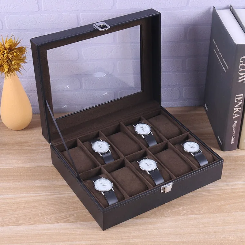 Watches Organiser Watch Storage Box Glass Display Case Dust-Free