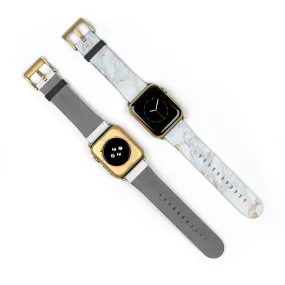 White Marble Print Watch Band, 38mm/42mm Premium Watch Band For Apple Watch- Made in USA