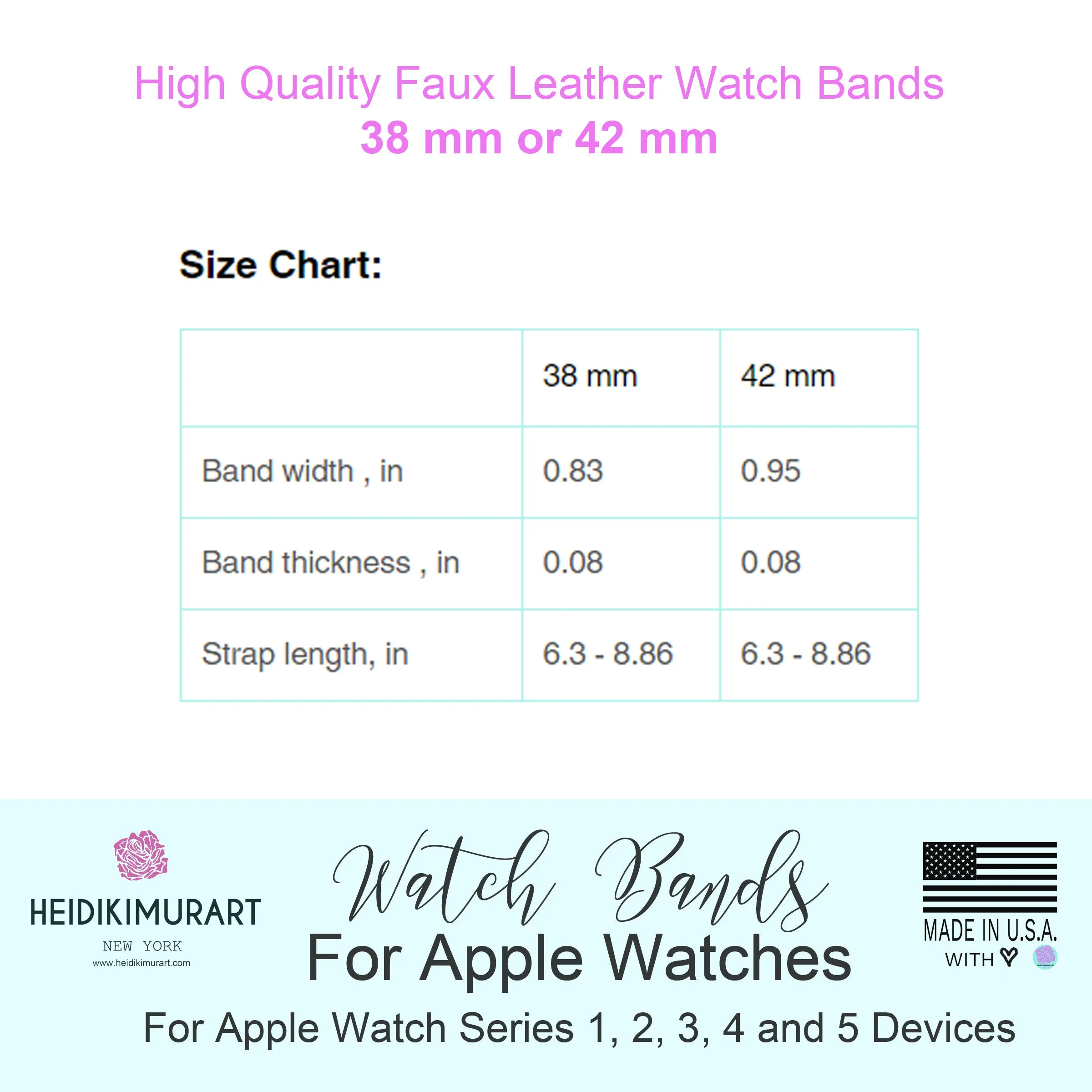 White Marble Print Watch Band, 38mm/42mm Premium Watch Band For Apple Watch- Made in USA