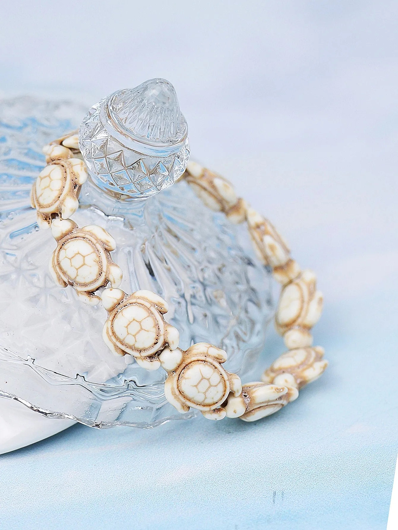 White Tortoise Design Bracelet Stackable Stretch Bracelets Creative Beads Design