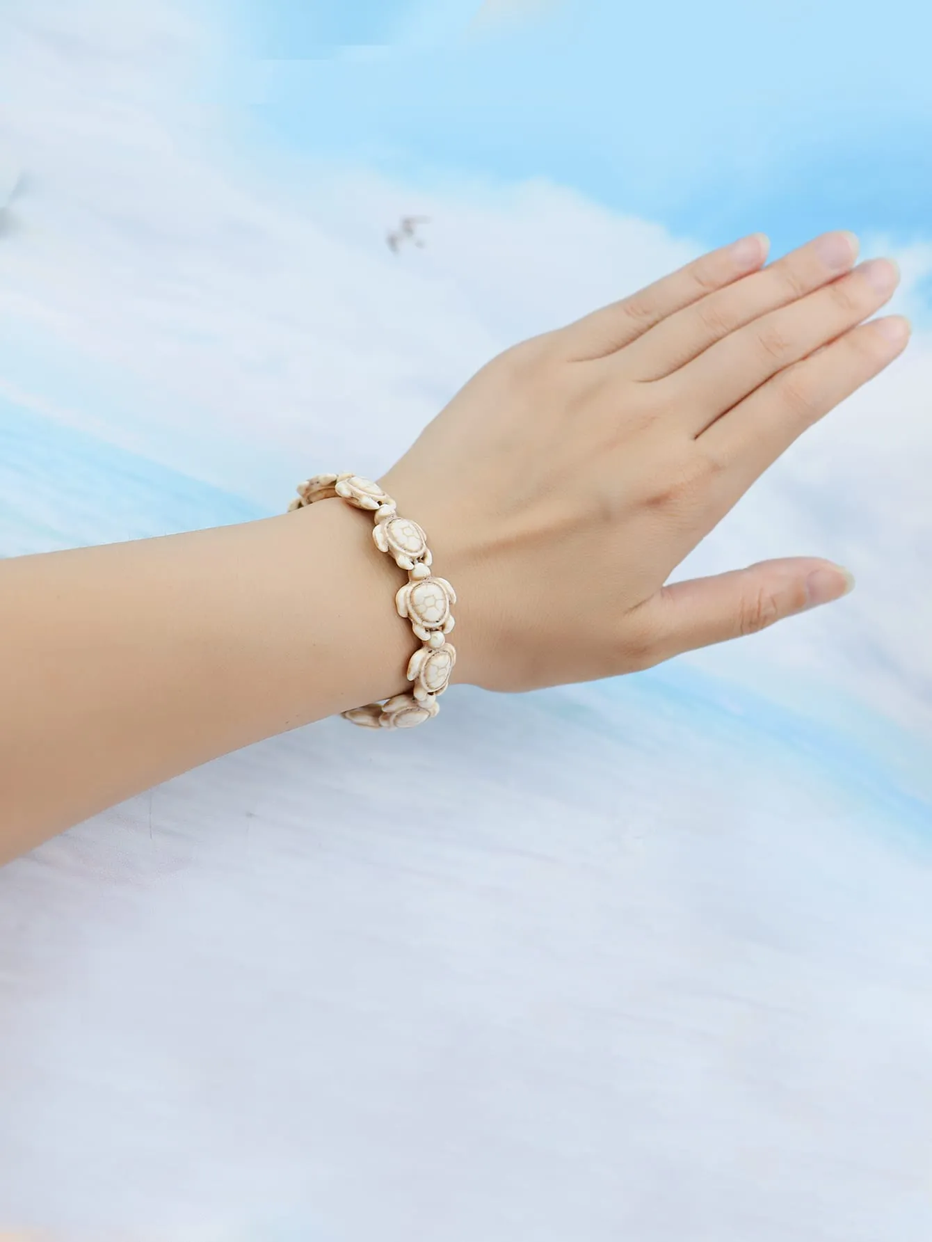 White Tortoise Design Bracelet Stackable Stretch Bracelets Creative Beads Design