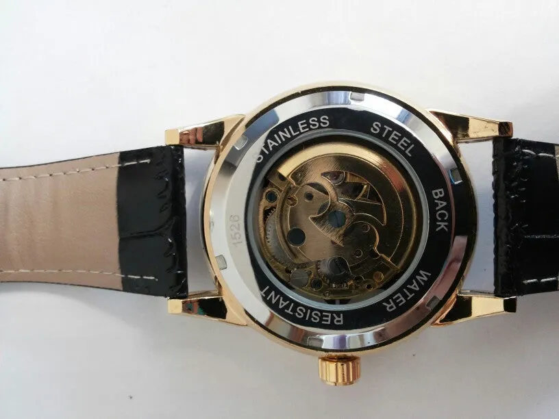 Winner Royal Diamond Design Black Gold Watch Montre Homme Mens Watches Top Brand Luxury Relogio Male Skeleton Mechanical Watch