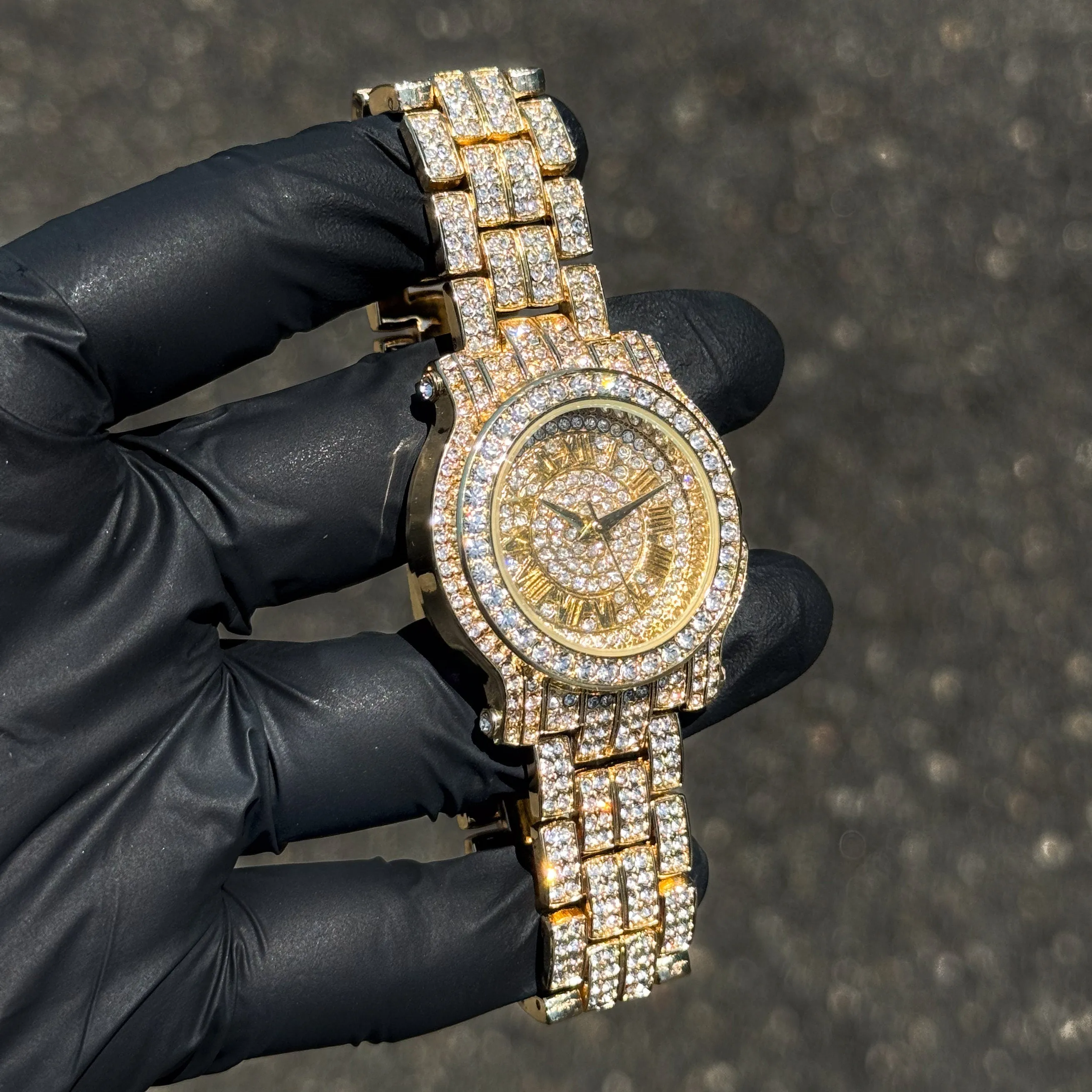 Women's 35mm Diamond Watch with Iced Roman Dial - Quartz Movement