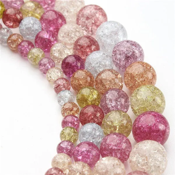 XINYAO 6 8 10 12 mm Natural Stone Beads White Snow Cracked Quartz Crystal Beads Spacer Beads For DIY Jewelry Making 40cm/strand