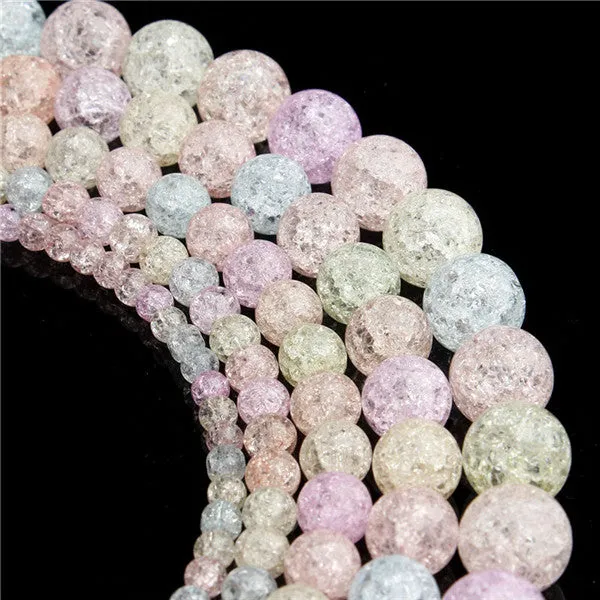 XINYAO 6 8 10 12 mm Natural Stone Beads White Snow Cracked Quartz Crystal Beads Spacer Beads For DIY Jewelry Making 40cm/strand