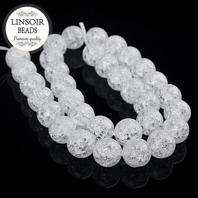 XINYAO 6 8 10 12 mm Natural Stone Beads White Snow Cracked Quartz Crystal Beads Spacer Beads For DIY Jewelry Making 40cm/strand