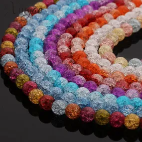 XINYAO 6 8 10 12 mm Natural Stone Beads White Snow Cracked Quartz Crystal Beads Spacer Beads For DIY Jewelry Making 40cm/strand