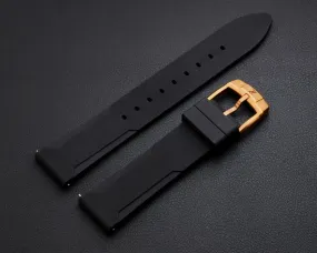 Zelos Black FKM Rubber Strap 22mm Bronze Clasp