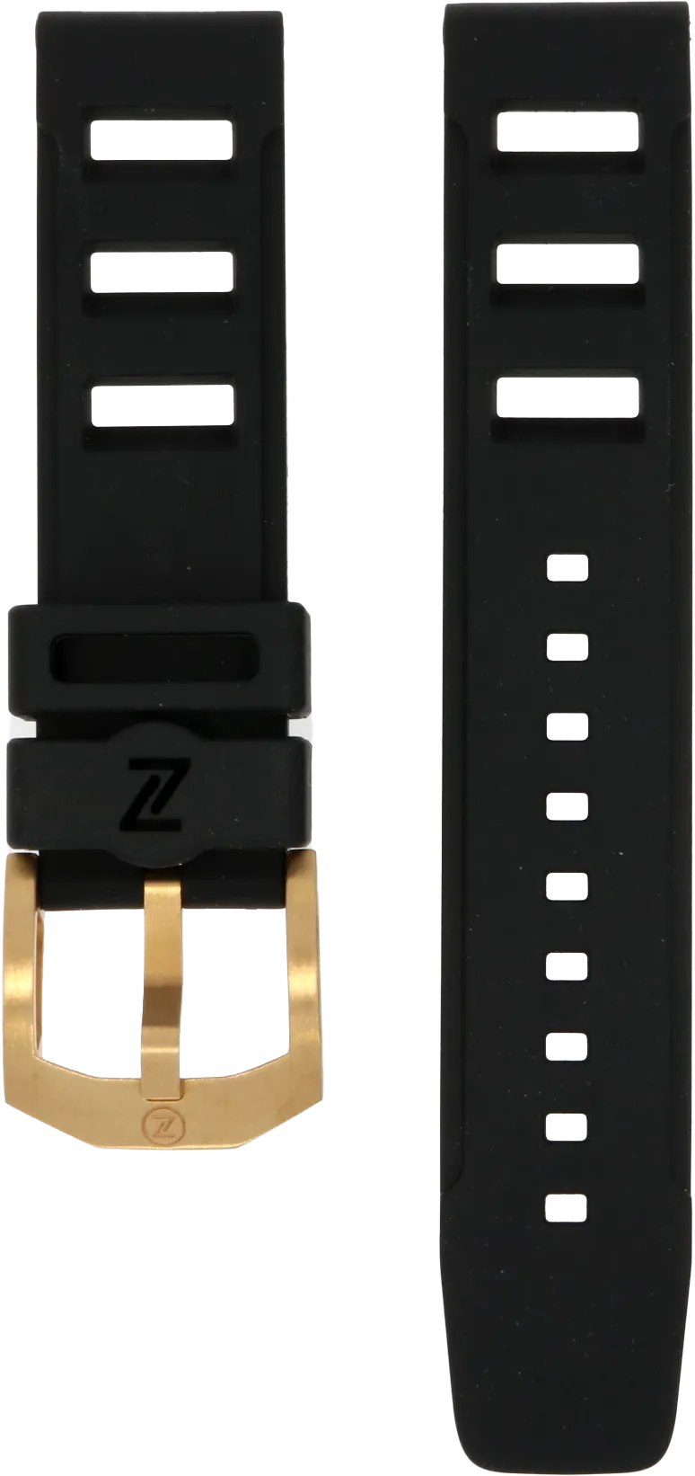 Zelos Black Rubber Strap 22mm Bronze Clasp